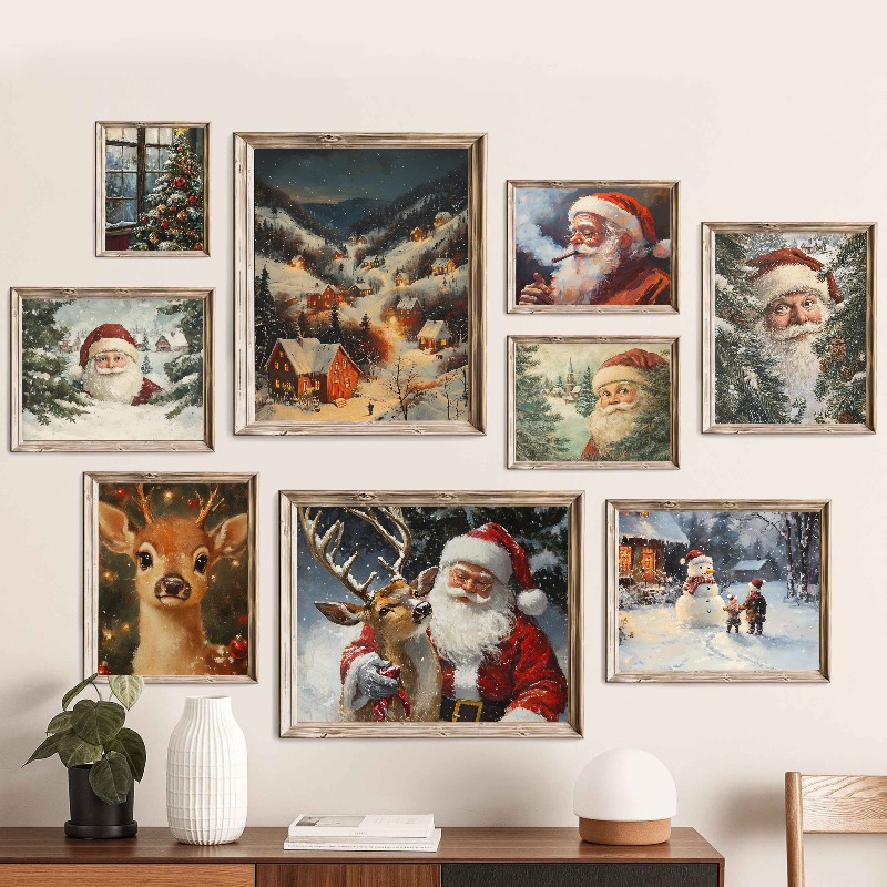 Xmas Resin Art - Impresión Artística Vintage de Navidad para