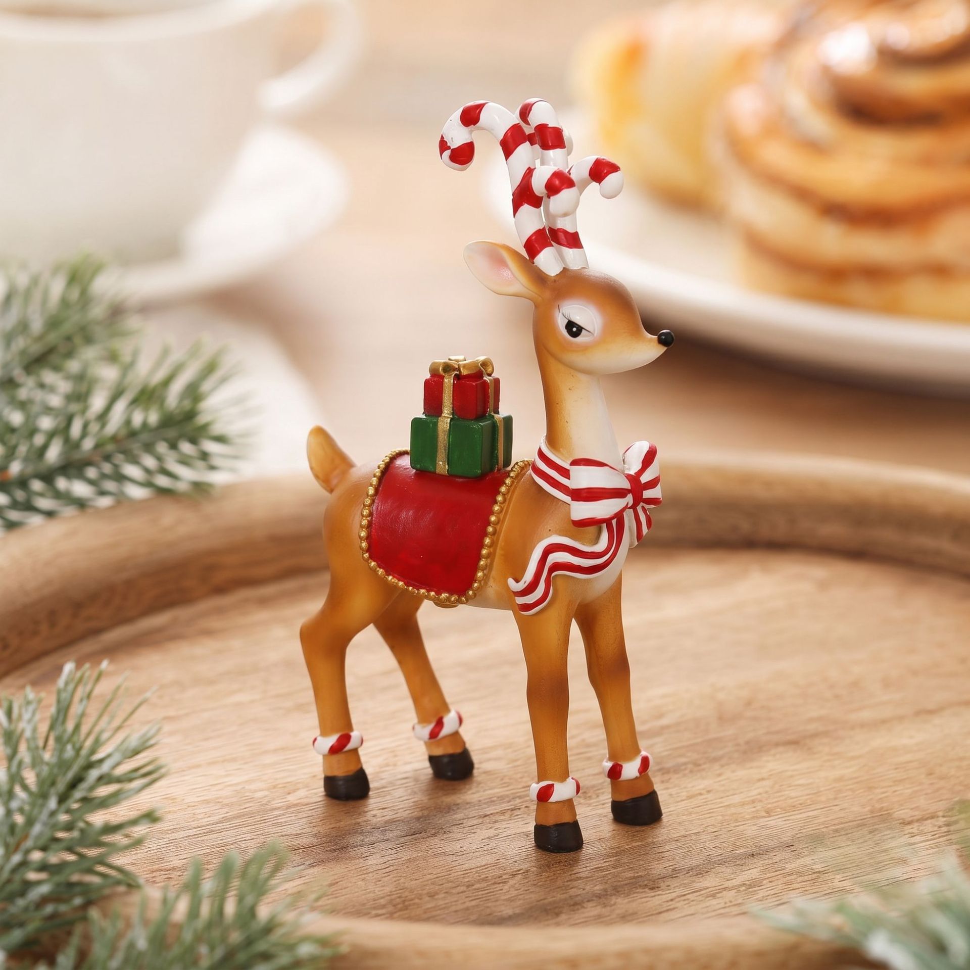 Xmas Resin Art - Figura de Reno Navideño de Resina,