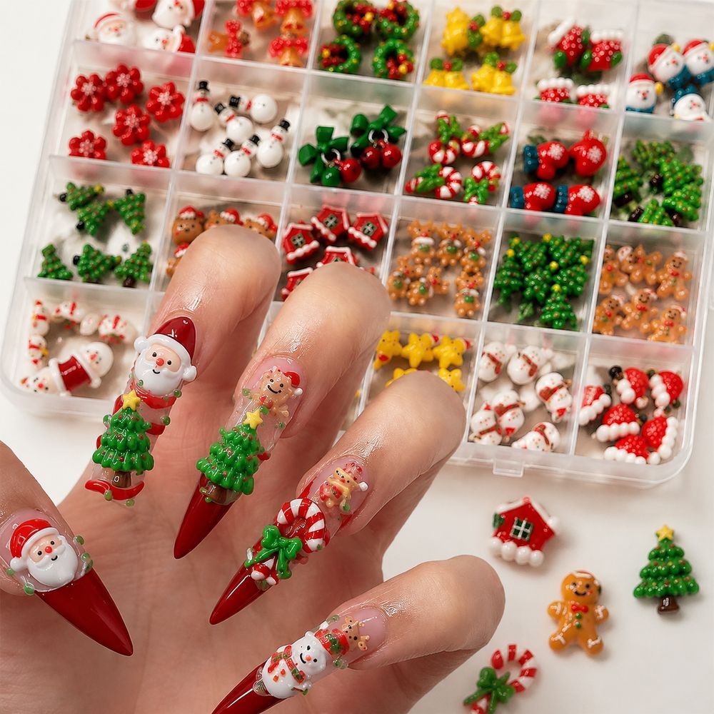 Xmas Resin Art - Adornos de resina para uñas de