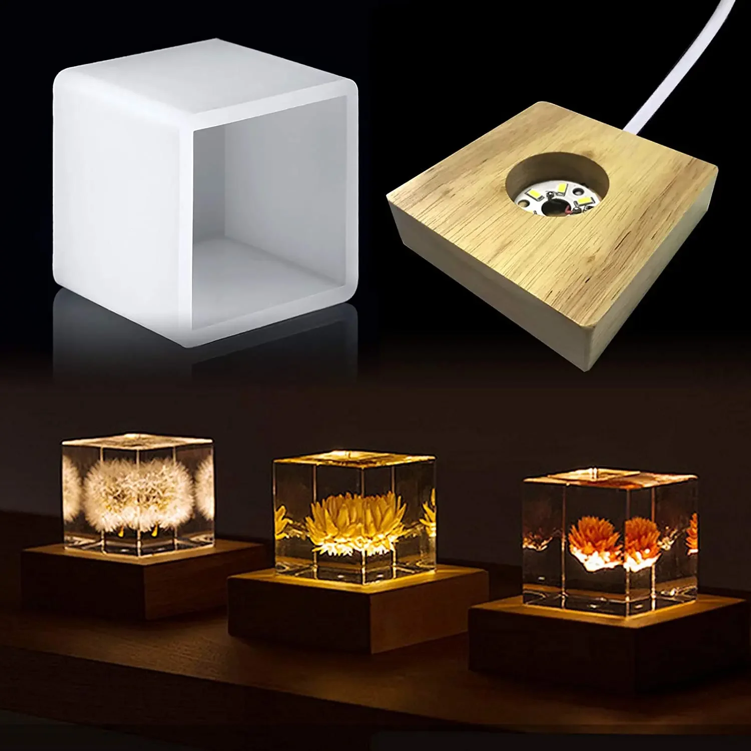 Molde de resina de luz cuadrad - Resin Art Lamp reseña y precio